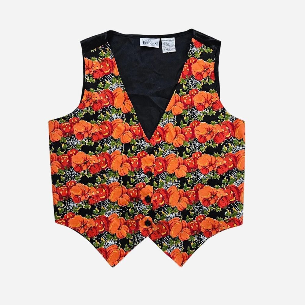 VTG 90s Basic Editions Halloween Pumpkin Vest
